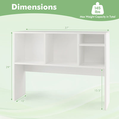 Computer Desktop Bookcase with 4 Cubbies and Open Back Compartment