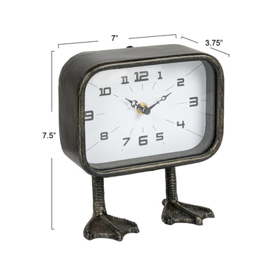 Gunmetal Finish Iron Duck Feet Table Clock