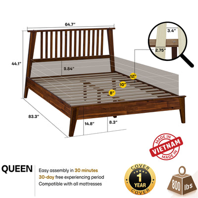 Kaylin Solid Wood Bed Frame