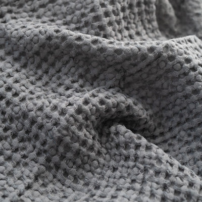 Linen Tales Dark Grey Linen & Cotton Honeycomb Waffle Towel Set