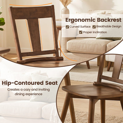 Solid Wood Dining Chairs Set of 4 with Curved Backrest