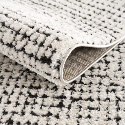 Keita Cream & Black Grid Plush Rug