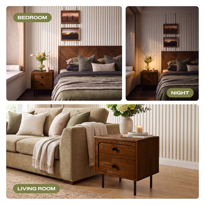 Savana Two Drawers Solid Wood Nightstand