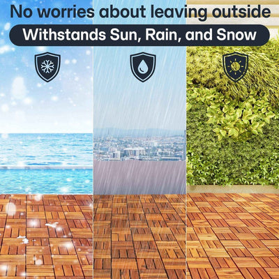 Solid Wood Deck Tiles Set 10
