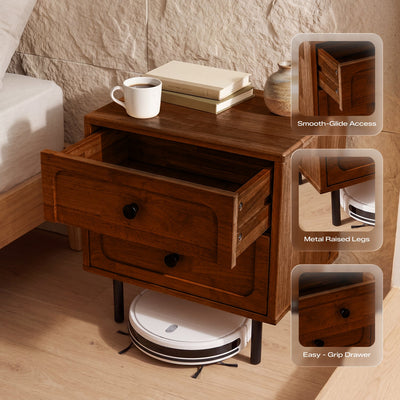 Savana Two Drawers Solid Wood Nightstand
