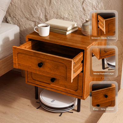Savana Two Drawers Solid Wood Nightstand