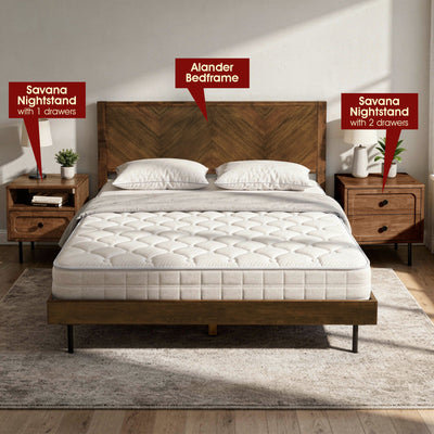 Savana Solid Wood 2-Drawer Nightstand