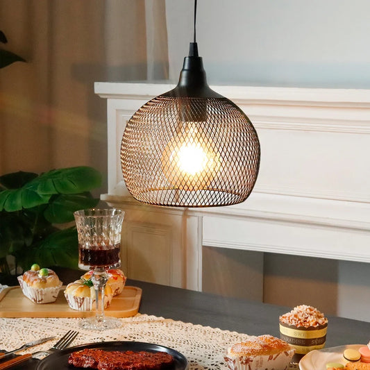 8.5"H Hanging Lamp Black Battery Powered(Round)