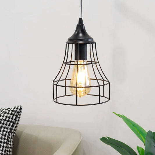 9.5"H Hanging Lamp Black Battery Powered(Geometry)