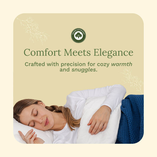 Organic cotton waffle blanket draped over a sofa