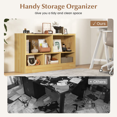 Kids 2-Shelf Bookcase 5-Cube Wood Toy Storage Cabinet Organizer