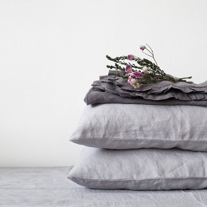Linen Tales Light Grey Linen Pillowcase