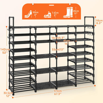 Stackable Shoe Rack Bookshelf Storage Shelf Freestanding Organizer for Entryway