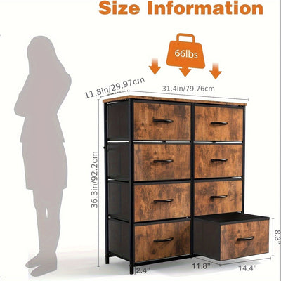 8 Drawer Dresser Storage Organizer Fabric Drawers Chest Bedroom Hallway Unit