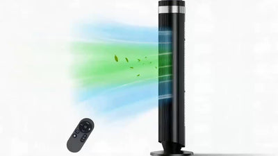 Tower Fan Bladeless 5 Speeds 4 Modes 64° Oscillating Quiet Remote 12H Timer