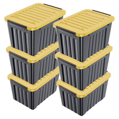 72/97QT Storage Box with Wheels & Lid – Stackable Heavy Duty Organizer 4-6-Pack