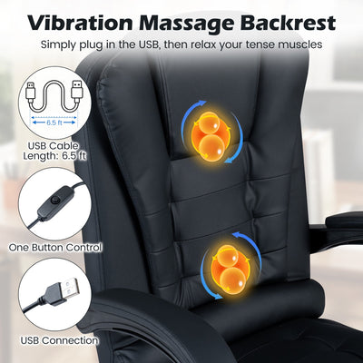 Massage Office Chair with Footrest & Reclining Backrest