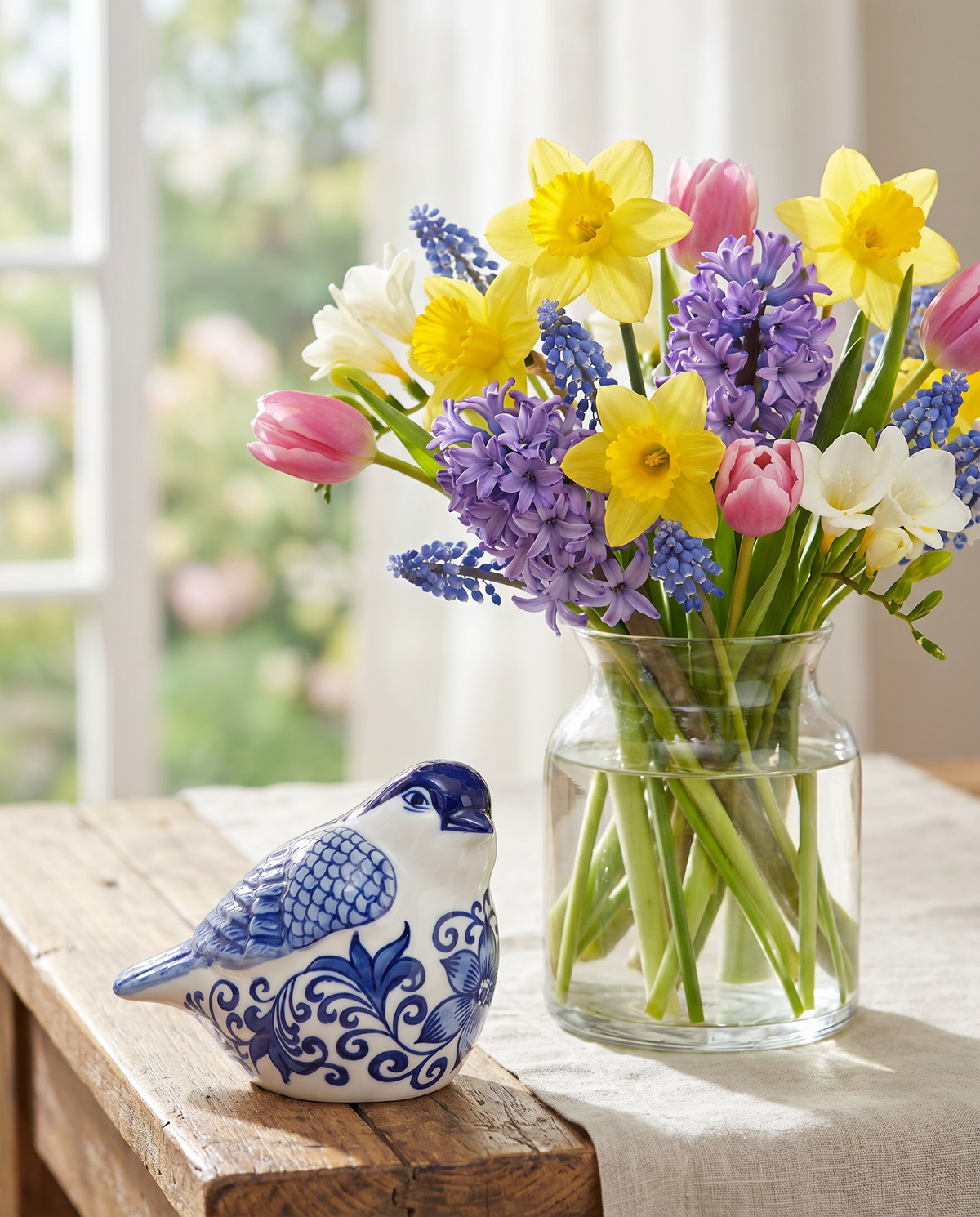 Blue & White Porcelain Bird Accent
