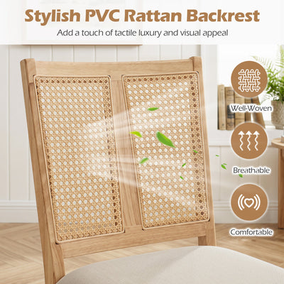 Rattan Dining Chairs Set of 2 with Curved Backrest