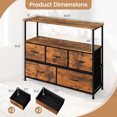 TV Stand Dresser for 45 Inch TV 5 Fabric Drawer Entertainment Center