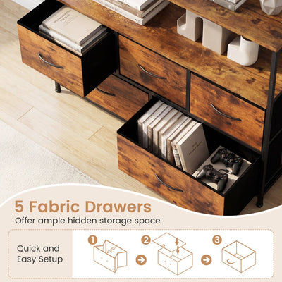 TV Stand Dresser for 45 Inch TV 5 Fabric Drawer Entertainment Center