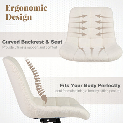 Teddy Fleece Armless Office Chair Makeup Vanity Chair-White