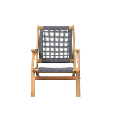 Vega Acacia Outdoor Chair in Gray Cording