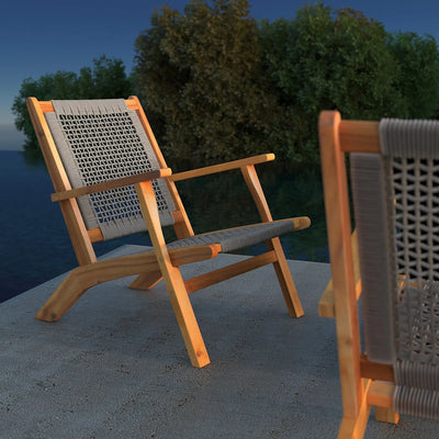 Vega Acacia Outdoor Chair in Gray Cording