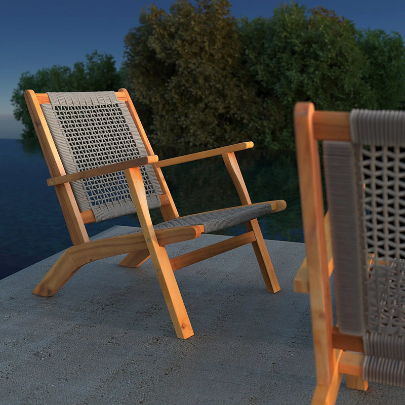 Vega Acacia Outdoor Chair in Gray Cording