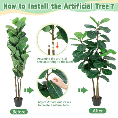 5FT Artificial Fiddle Leaf Fig Tree with Planter