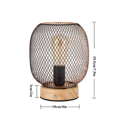 7.5''H Touch Adjustable Table Lamp(Wooden Base,Bronze round)