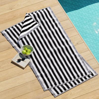 Oversized Striped Border Cabana Beach Towels - Santa Cruz