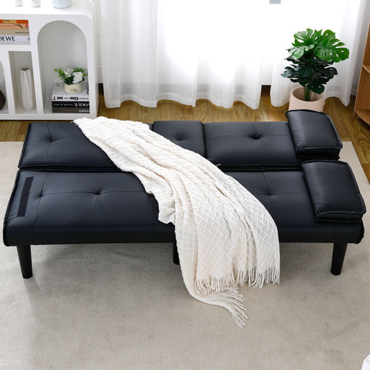 Foldable sofa bed with a built-in cup holder, shown as a sofa