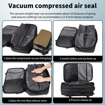 Vacuum-Sealed Travel Backpack — Compression, USB Charging Port