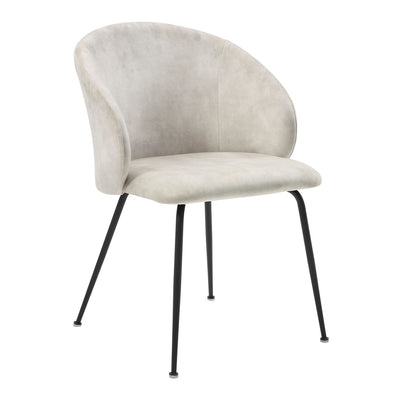 Velvet Upholstery Side Chairs 2 Piece Set With Metal Legs Modern Home Furniture - Beige