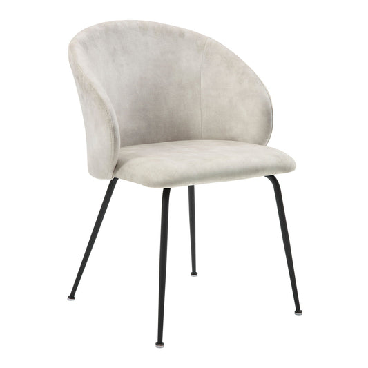 Velvet upholstery and metal leg detail