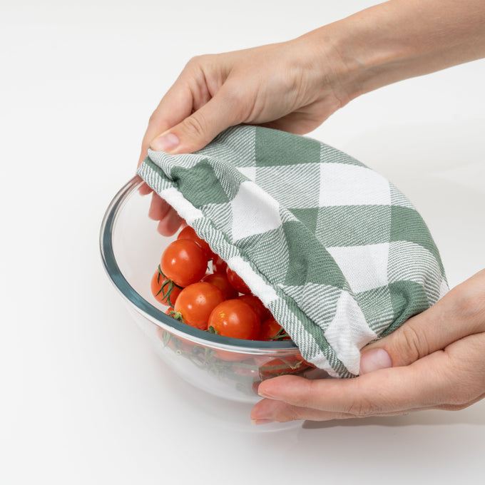 Reusable organic cotton cloth bowl covers with elasticated edges
