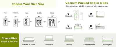 Queen Size Memory Foam Mattress, 10 Inch Bed Mattress, with Cooling