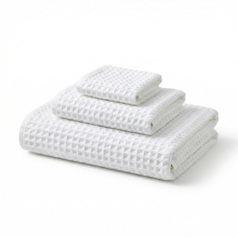 Cloud Waffle Geometry Bath Towel & Washcloth