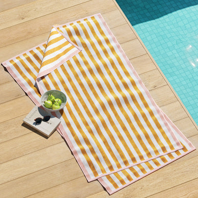 Oversized Striped Border Cabana Beach Towels - Santa Cruz