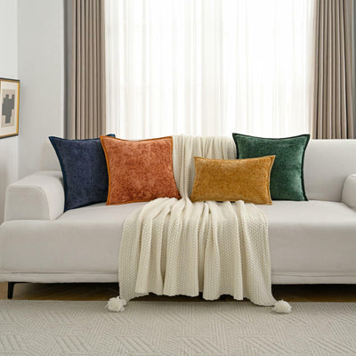 [Like New] FUTEI Dark Green Chenille Throw Pillow Covers Set of 2 26x26 Inch Euro Sham