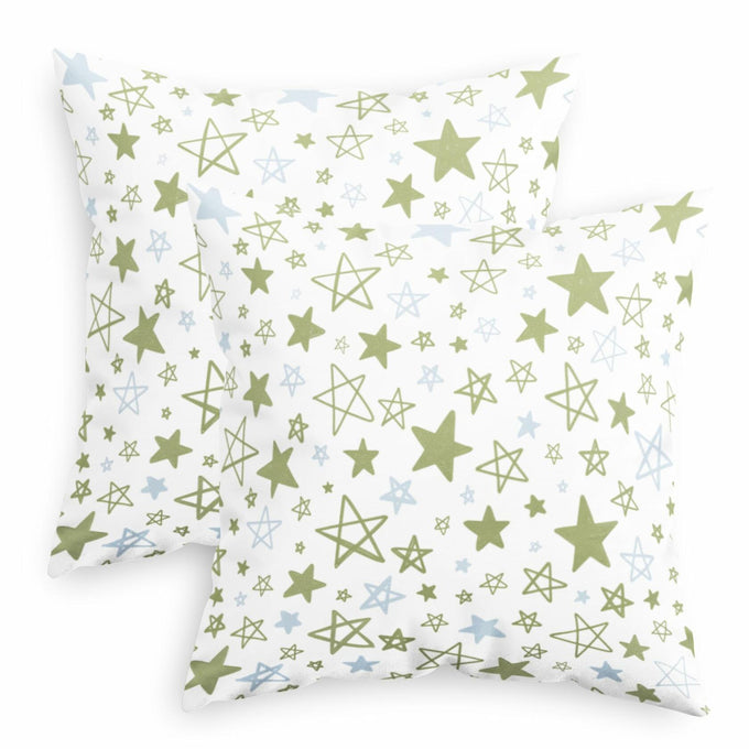 CaliTime Throw Pillow Covers Pack of 2 Cozy Fleece Stars 18x18in Sage Green