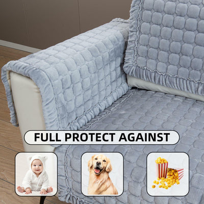 TAOMOCASTL Velvet Sectional Couch Cover Non Slip Sofa Protector Gray 36x36