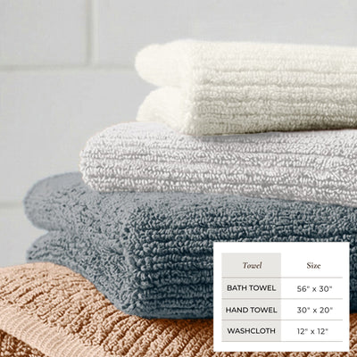 Cotton Ribbed 6-Piece Bath Towel Set - Georgiana Collection