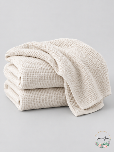 Nate Home by Nate Berkus Queen Parchment Cotton Linen Waffle Blanket