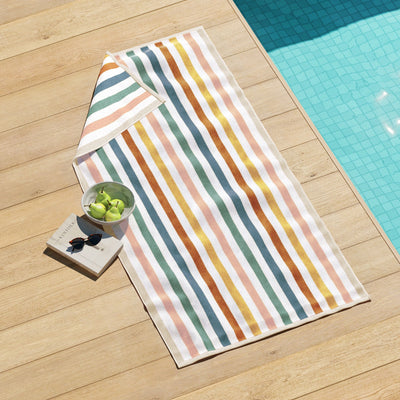 Oversized Striped Border Cabana Beach Towels - Santa Cruz